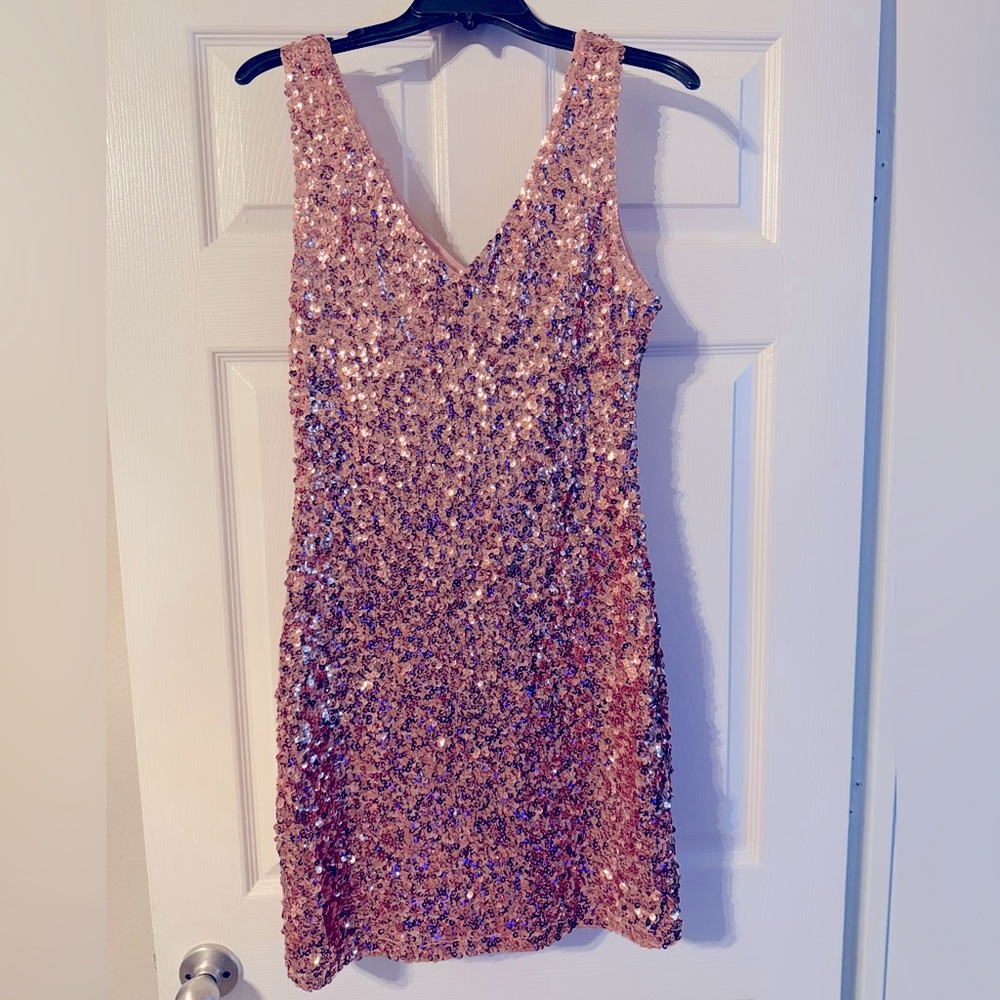 Pink Sequin Party Dress